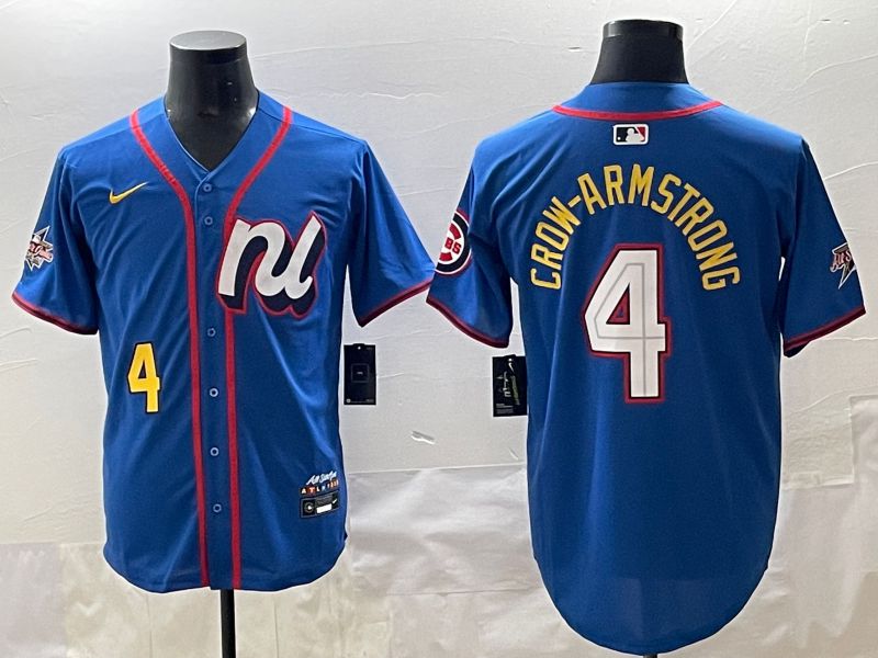 Men 2025 Chicago Cubs #4 Crow-Armstrong Blue All star Blank Blue Nike MLB Jersey style 4->chicago cubs->MLB Jersey